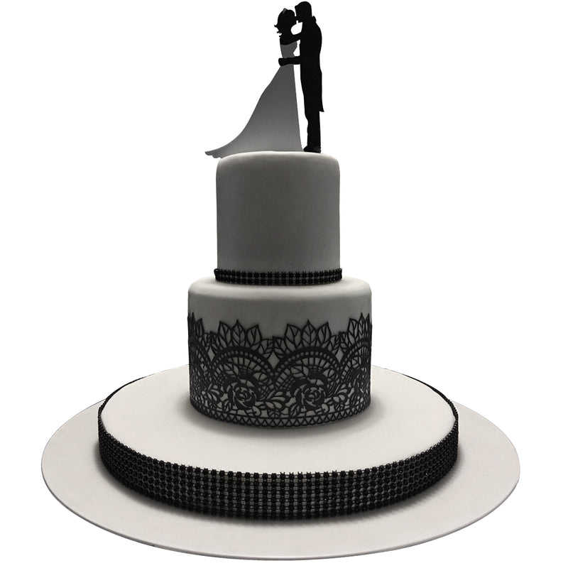 Edible Cake Lace Rose Scallop Black Total 11.8 feet