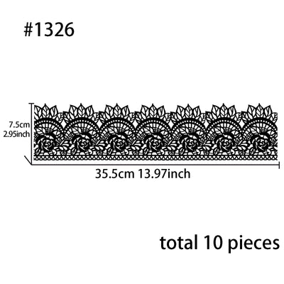 Edible Cake Lace Rose Scallop Black Total 11.8 feet