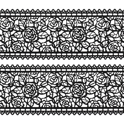 Edible Cake Lace Rose and Leaf Black Total 11.8 feet