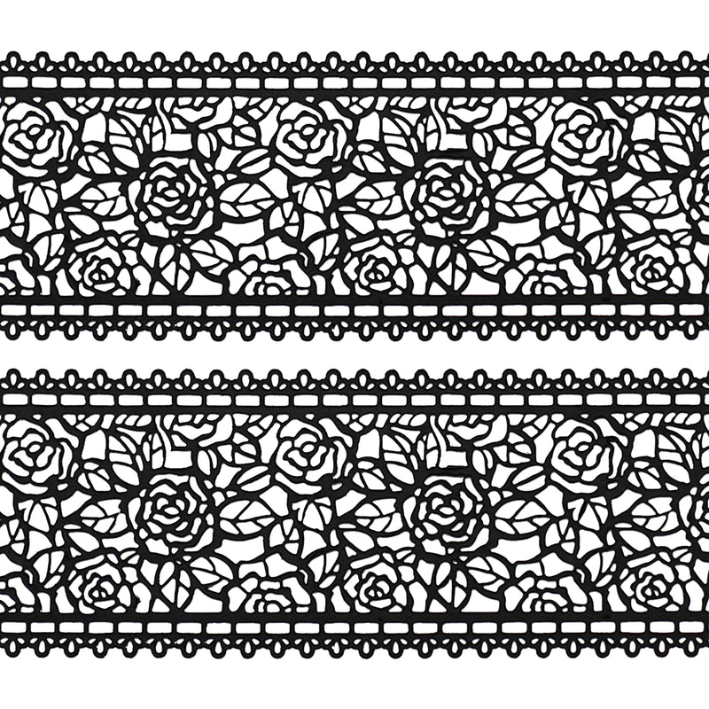 Edible Cake Lace Rose and Leaf Black Total 11.8 feet