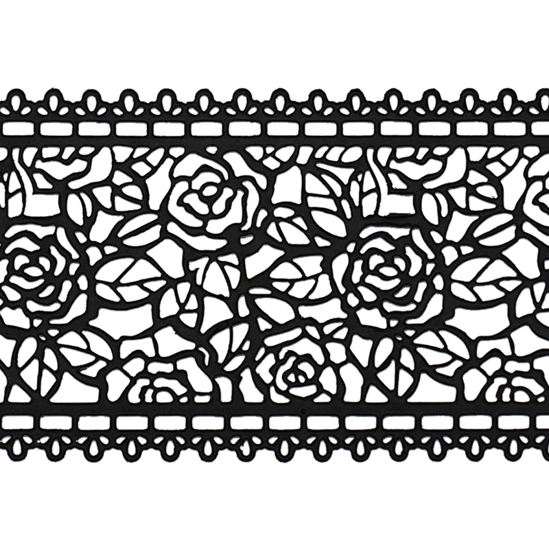 Edible Cake Lace Rose and Leaf Black Total 11.8 feet
