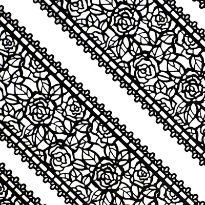 Edible Cake Lace Rose and Leaf Black Total 11.8 feet