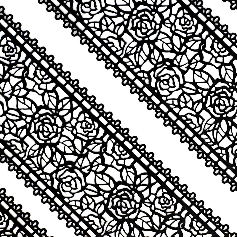 Edible Cake Lace Rose and Leaf Black Total 11.8 feet