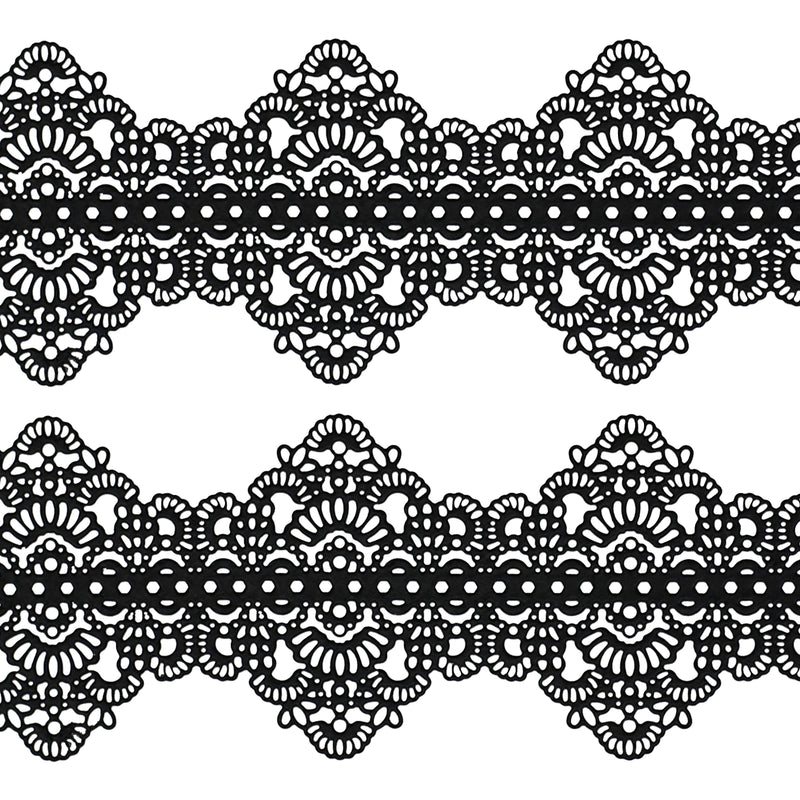 Edible Cake Lace Applique Black Total 11.8 feet Width 3.5inch