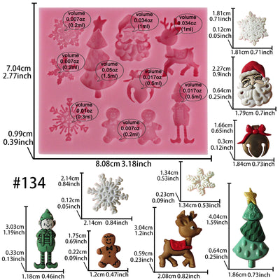 Christmas Assortment Fondant Silicone Mold 6-Cavity