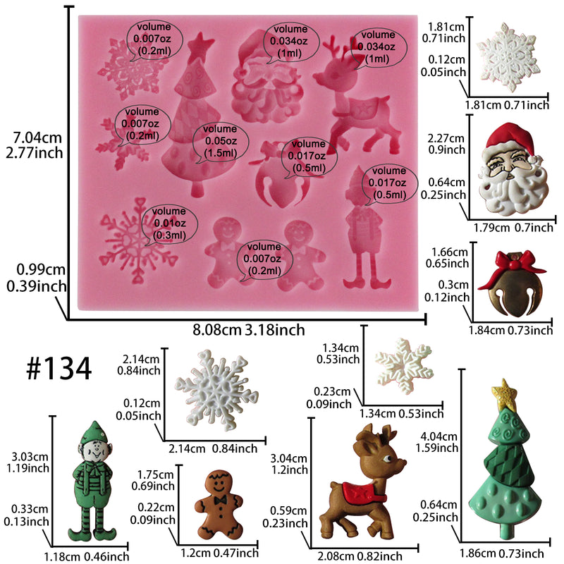 Christmas Assortment Fondant Silicone Mold 6-Cavity