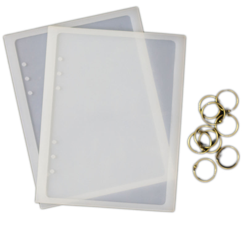 2 Resin Notebook Cover Silicone Molds Trays A5 Size with 12 Book Rings