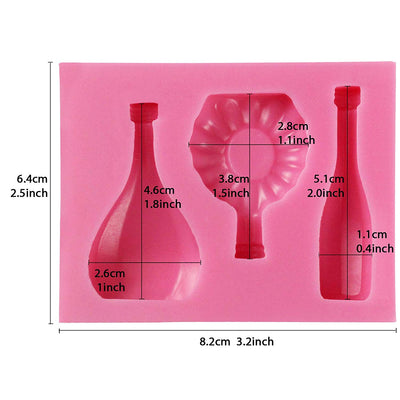 Mini Wine Bottles Fondant Silicone Mold