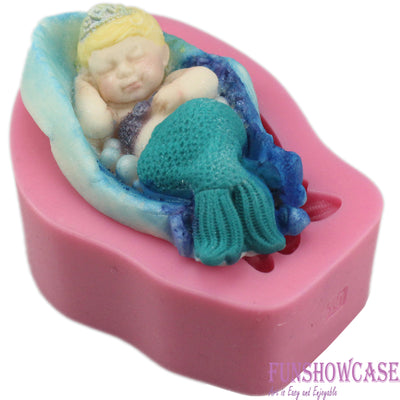Large Sleeping Mermaid Baby Princess Fondant Silicone Mold