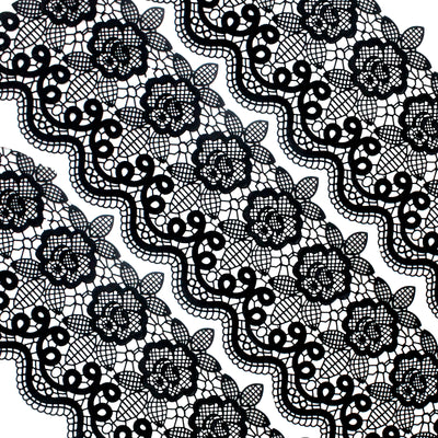 Edible Cake Lace Floral Medallion Scallop Black Total 11.8 feet