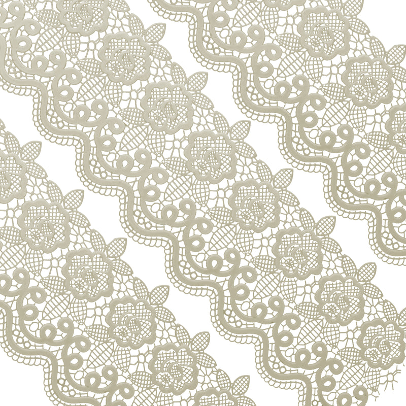 Edible Cake Lace Floral Medallion Scallop Ivory White Total 11.8 feet