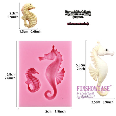 Sea Life Fondant Silicone Molds Sea Horse 0.9inch 2inch