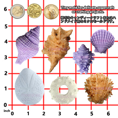 Sea Life Fondant Silicone Molds Seashell and Sea Urchin 7 Count