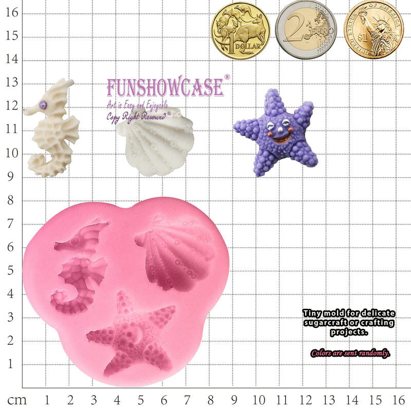 Sea Life Fondant Silicone Molds Sea Horse Seashell and Starfish 3-Cavity