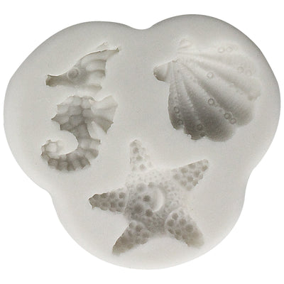 Sea Life Fondant Silicone Molds Sea Horse Seashell and Starfish 3-Cavity