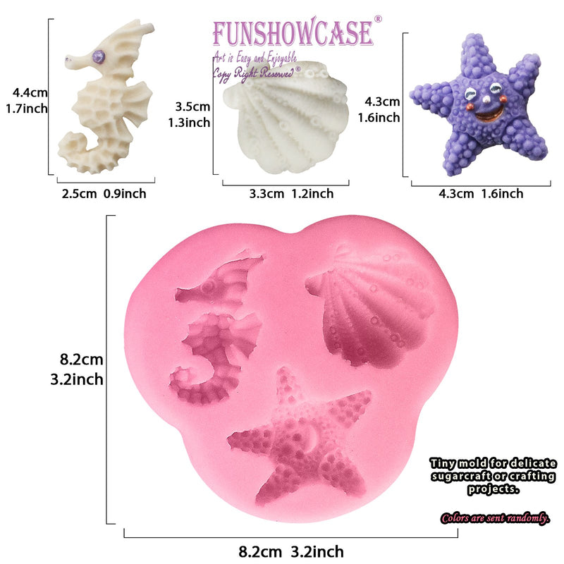 Sea Life Fondant Silicone Molds Sea Horse Seashell and Starfish 3-Cavity