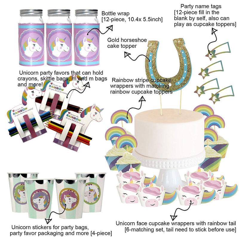 Rainbow Unicorn Party Decoration Supplies Kit 90-in-set