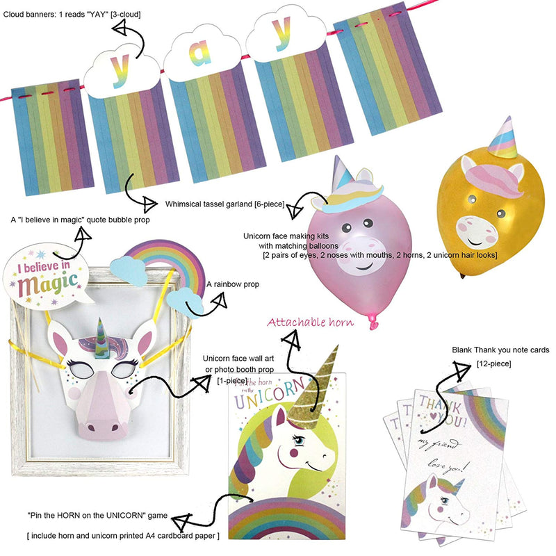 Rainbow Unicorn Party Decoration Supplies Kit 90-in-set