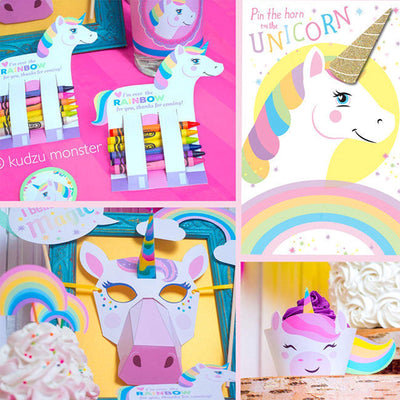 Rainbow Unicorn Party Decoration Supplies Kit 90-in-set