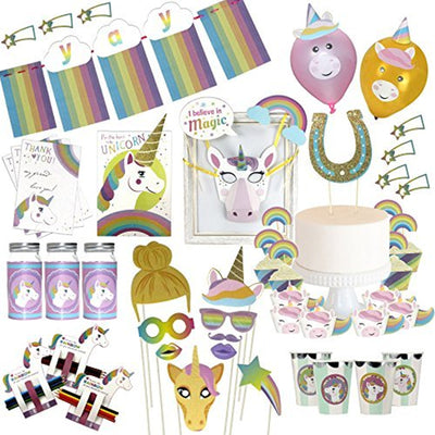 Rainbow Unicorn Party Decoration Supplies Kit 90-in-set