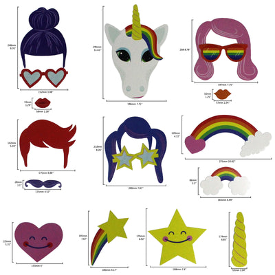 Rainbow Unicorn Photo Booth Props 18 Count