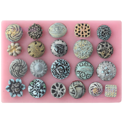 Floral Medallion Button Silicone Mold 21-Cavity