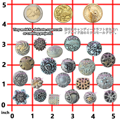 Floral Medallion Button Silicone Mold 21-Cavity