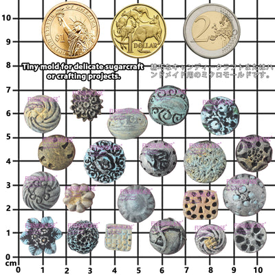 Floral Medallion Button Silicone Mold 21-Cavity