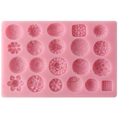 Floral Medallion Button Silicone Mold 21-Cavity