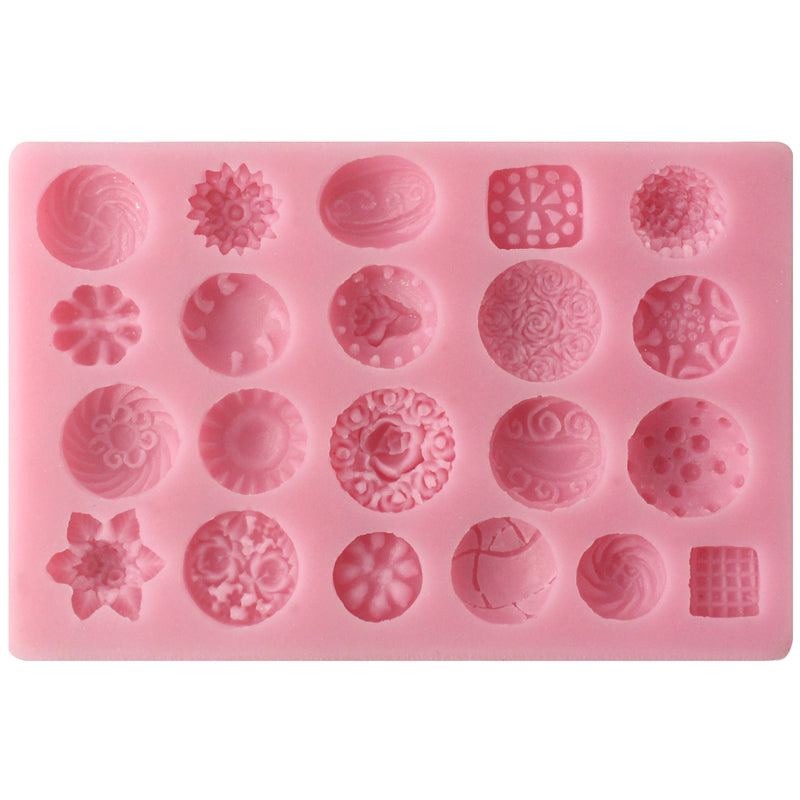 Floral Medallion Button Silicone Mold 21-Cavity