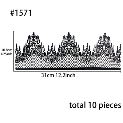 Edible Cake Lace Lattice Diamond Scallop Black Total 11.8 feet