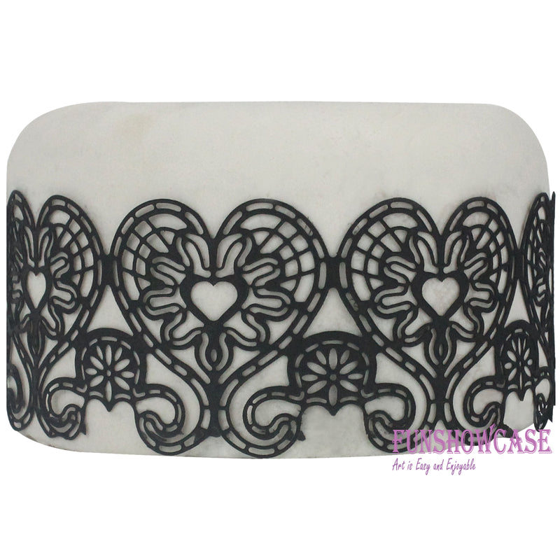 Edible Cake Lace Love Heart Black Total 11.8 feet