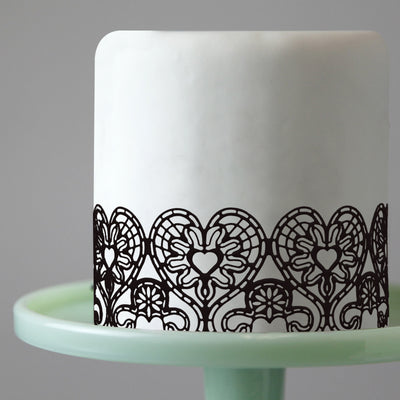 Edible Cake Lace Love Heart Black Total 11.8 feet