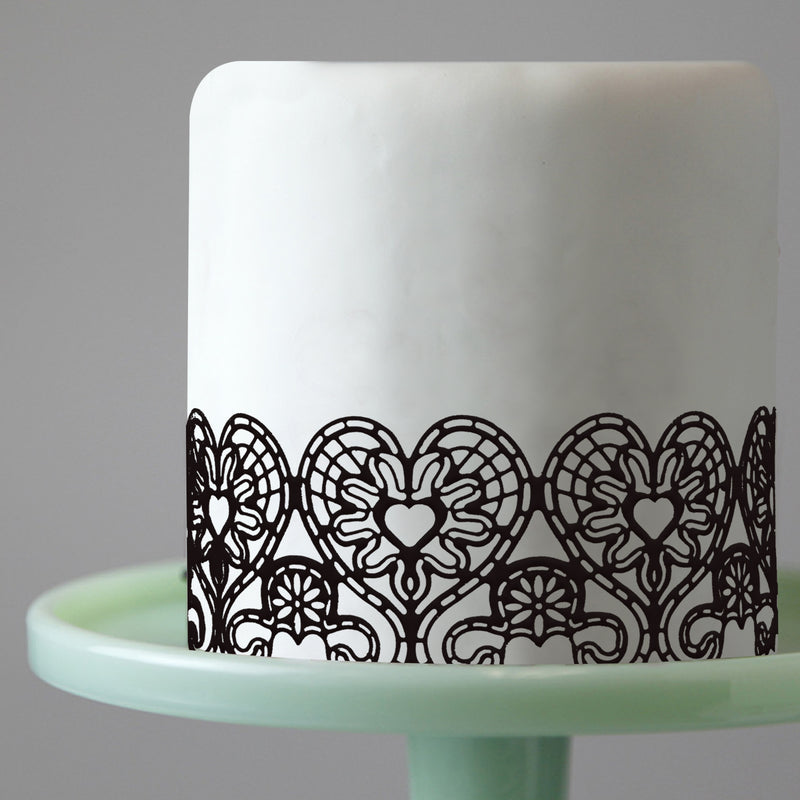 Edible Cake Lace Love Heart Black Total 11.8 feet