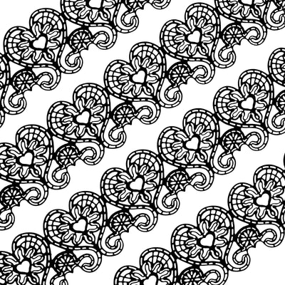 Edible Cake Lace Love Heart Black Total 11.8 feet