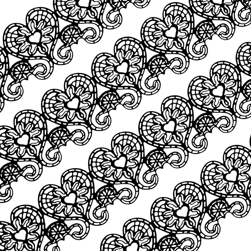 Edible Cake Lace Love Heart Black Total 11.8 feet