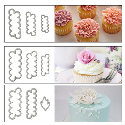 Peony Rose Flower Fondant Cutters 6-count