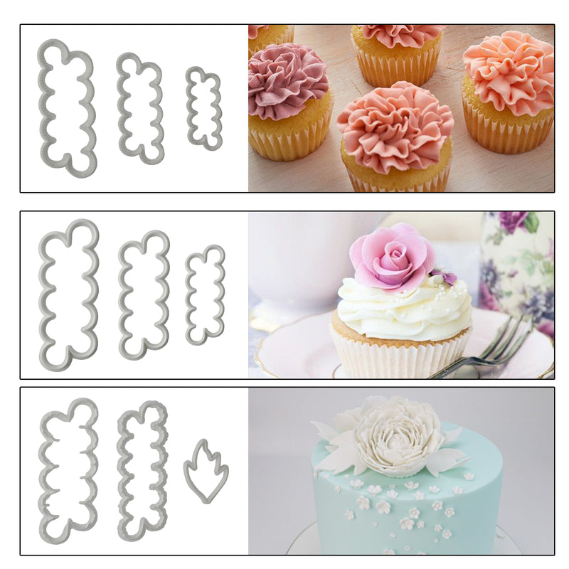 Peony Rose Flower Fondant Cutters 6-count