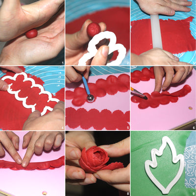Peony Rose Flower Fondant Cutters 6-count