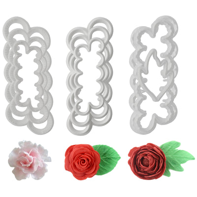 Peony Rose Flower Fondant Cutters 6-count