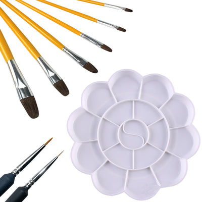 Paint Brushes Liners and Palette for Coloring and Decorating 9-in-set