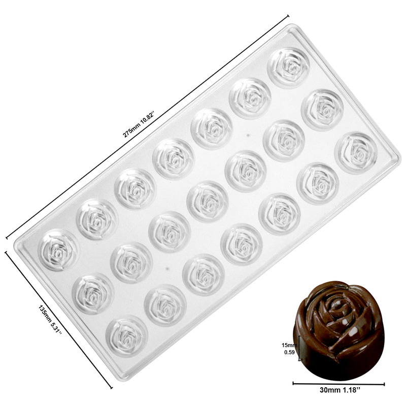 Rose Chocolate Plastic Mold Bite Size, 21 Cavity