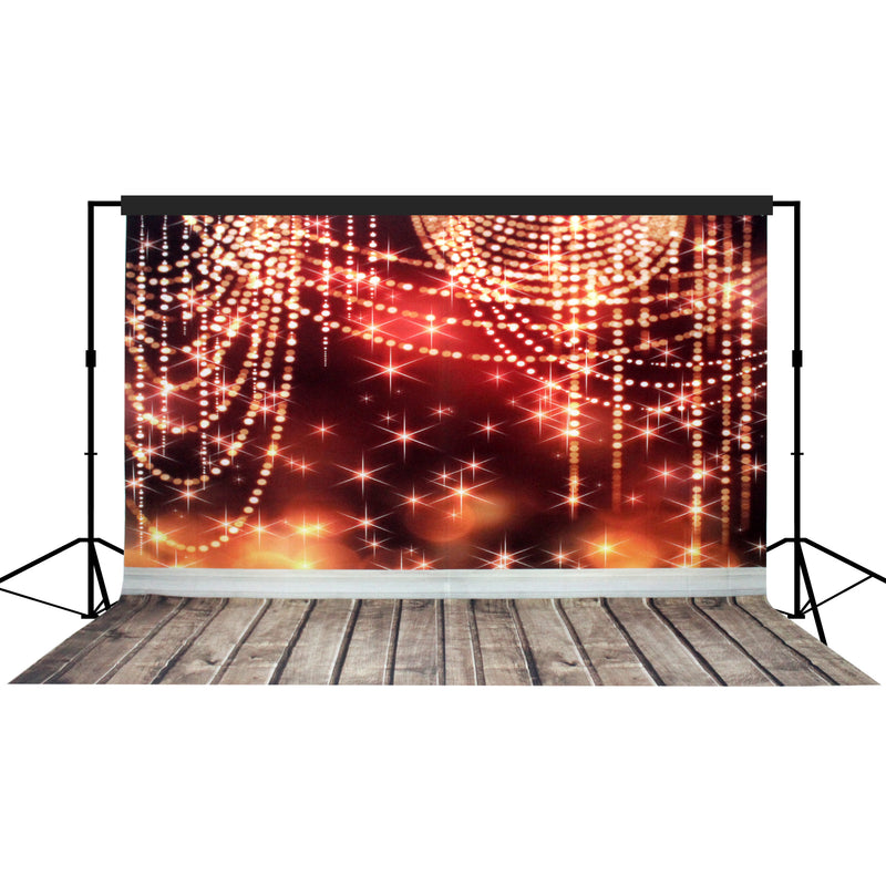 Star Sparkles Setting Backdrop Red, Large 10x10 feet