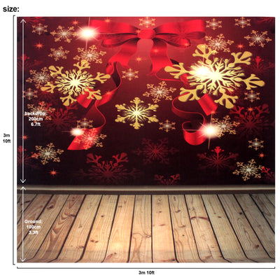 Christmas Snowflakes Red Stage Backdrop Large 10x10 feet