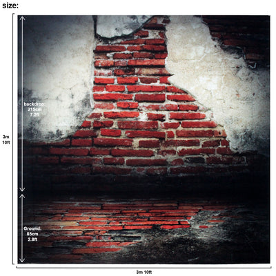 Vintage Red Brick Wall Backdrop Large 10x10feet