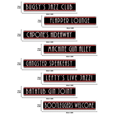 Roaring 20's Gangster & Flapper Girl Street Sign Cutouts 8-Pack