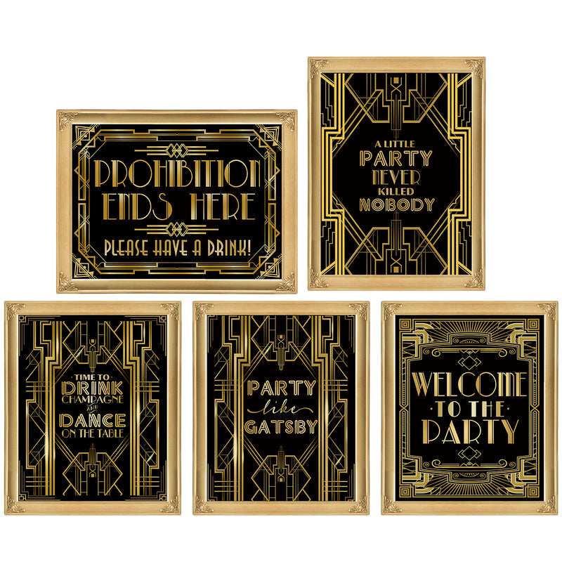 Roaring 20s Art Deco Posters Photo Booth Props Signs 16x12inch A3 5-Pack