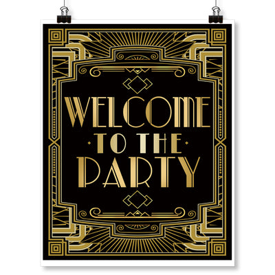 Roaring 20s Art Deco Poster|Welcome to Party|16x12inch A3