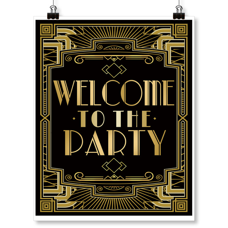 Roaring 20s Art Deco Poster|Welcome to Party|16x12inch A3