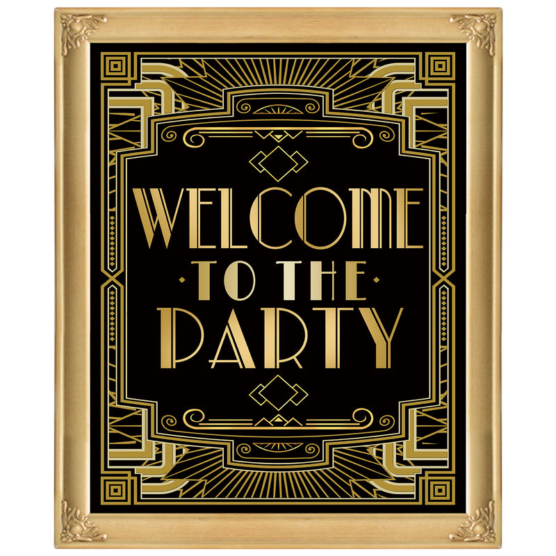 Roaring 20s Art Deco Poster|Welcome to Party|16x12inch A3
